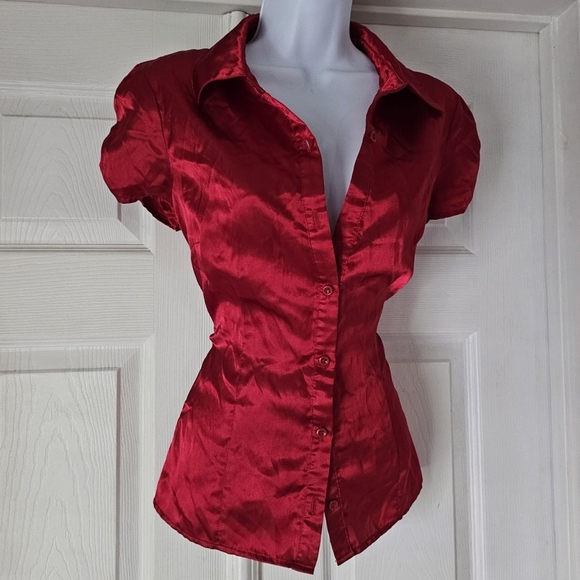 Rampage Tops - Red gothic vampiric y2k vintage rampage satin blouse